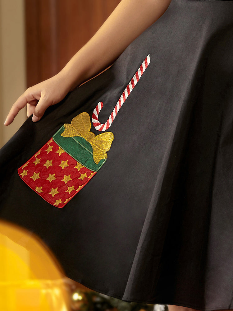 Christmas Pattern Sailor Collar A Line Dress