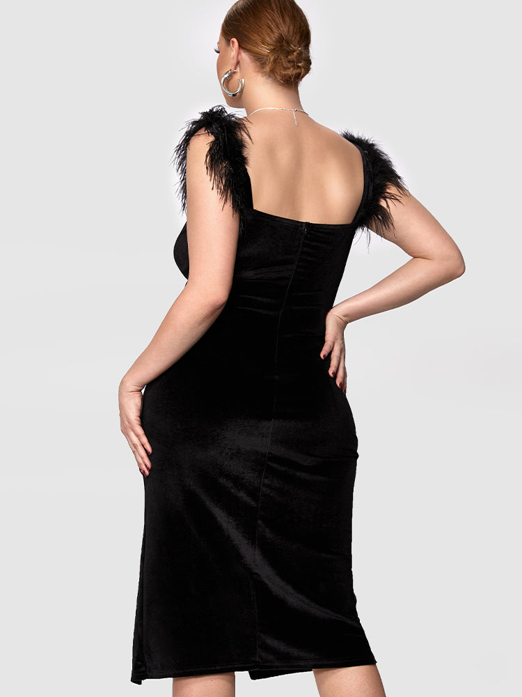 Plush Solid Split Bodycon Dress