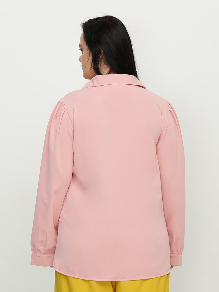 Lapel Collar Button Blouse