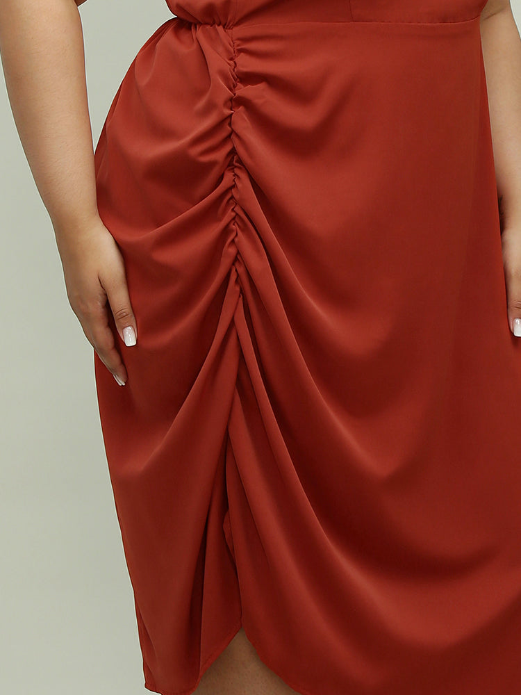 Pleated Solid Color Dress