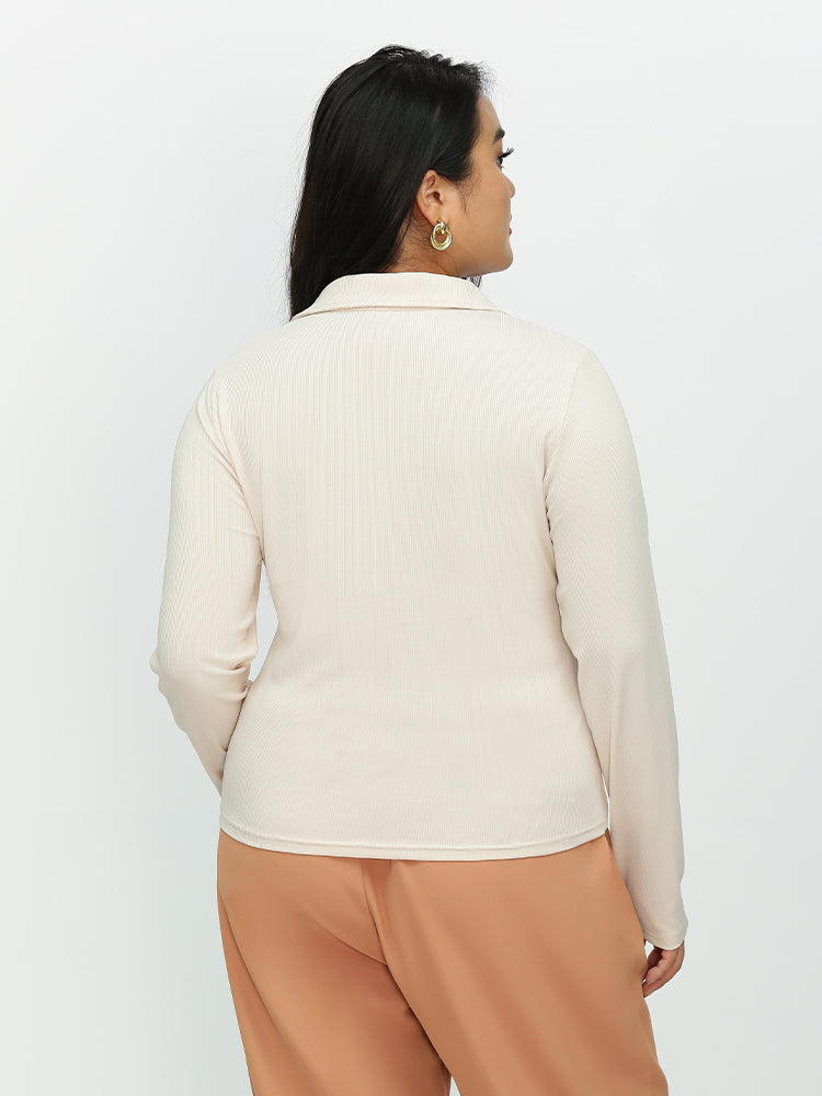 Long Sleeve Lapel Collar Blouse