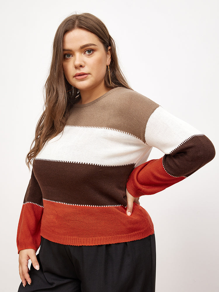 Color Block Striped Pullover Sweater