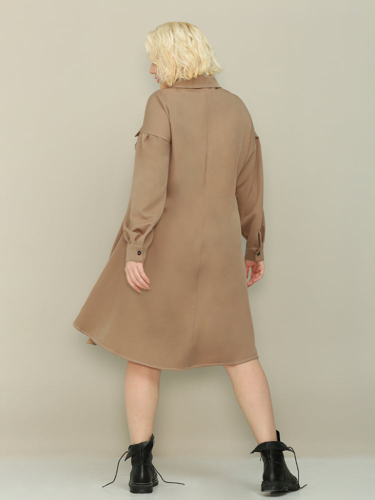 Flap Pocket Front Shirt Dress