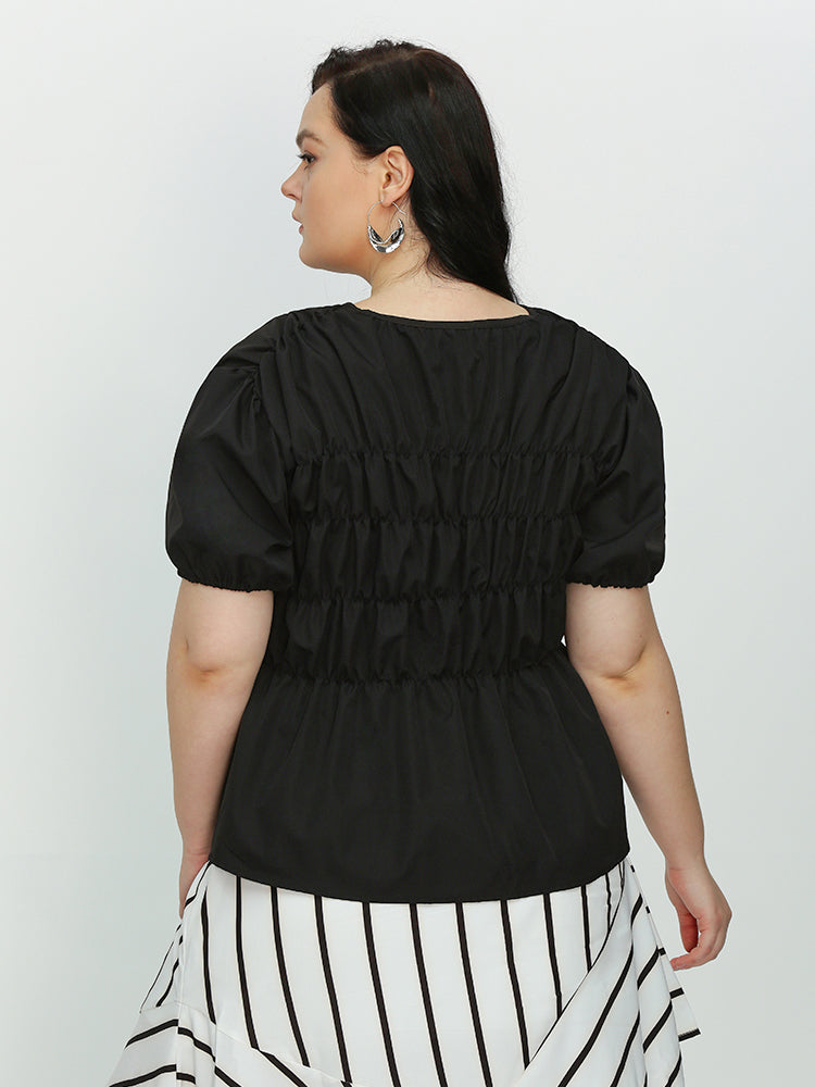 Puff Sleeve Shirred Top