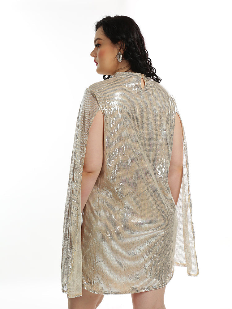 Sequined Cape Mini Dress
