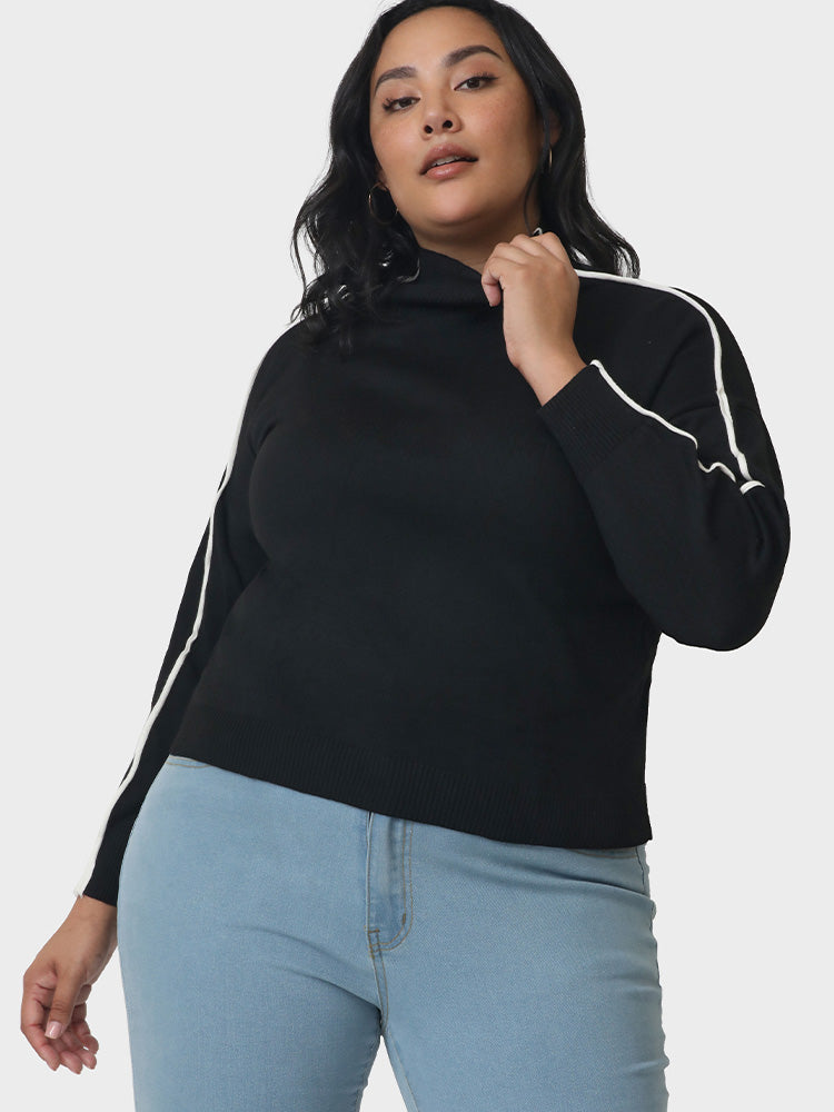 Patchwork High Neck Sweater