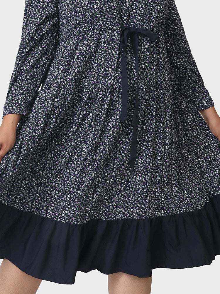 Belted Contrast Splicing Loose Dress