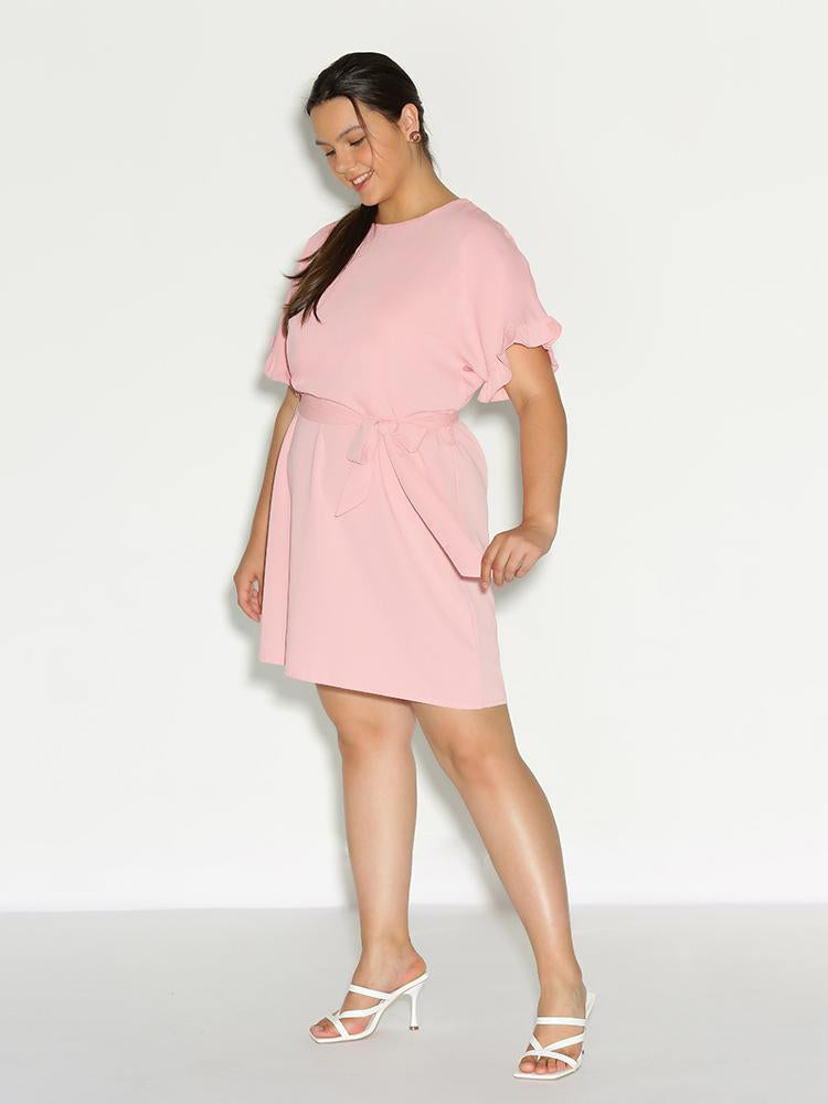 Short Sleeve Bow Tie Dress