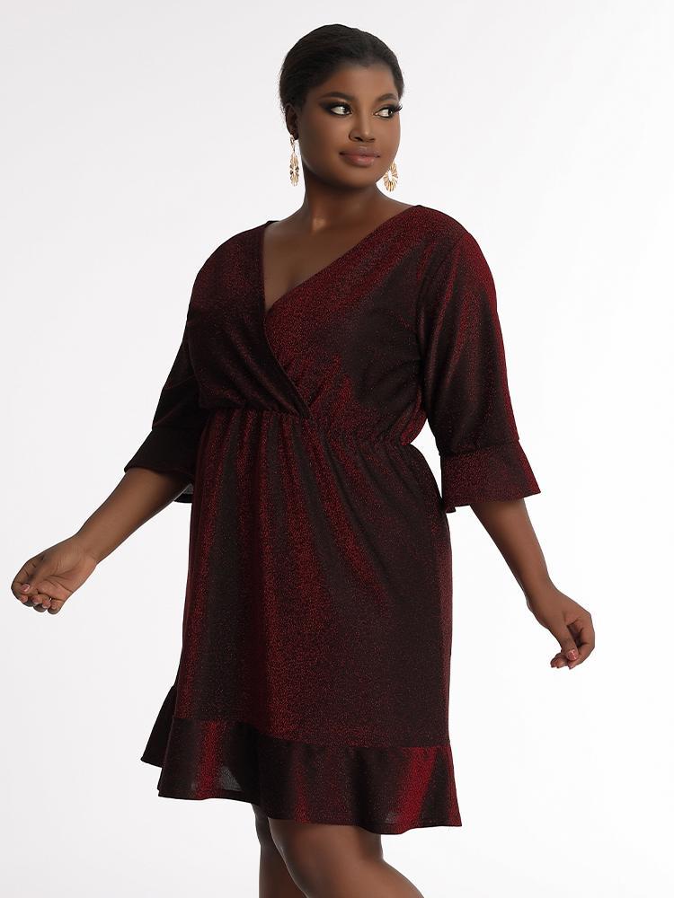 Surplice Ruffle Hem Dress