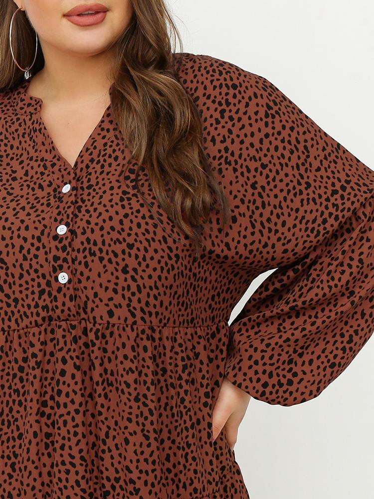 Leopard Print Ruffle Hem Dress