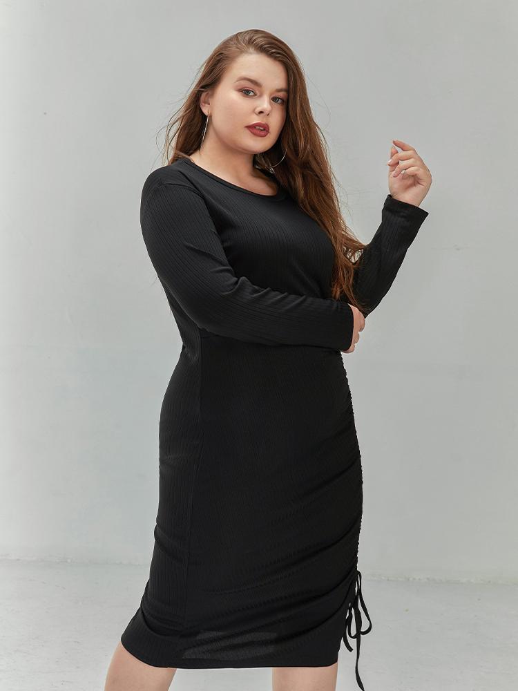 Drawstring Slit Bodycon Dress