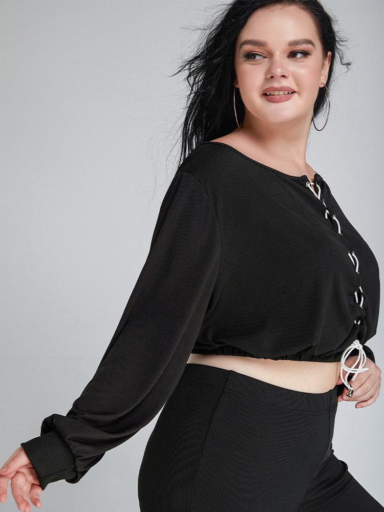 Cross Tie Long Sleeve Crop Top