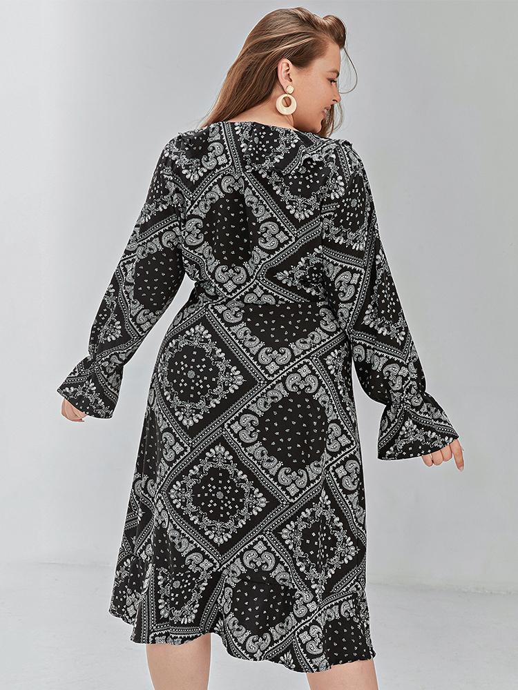 Vintage Printed Wrap Dress