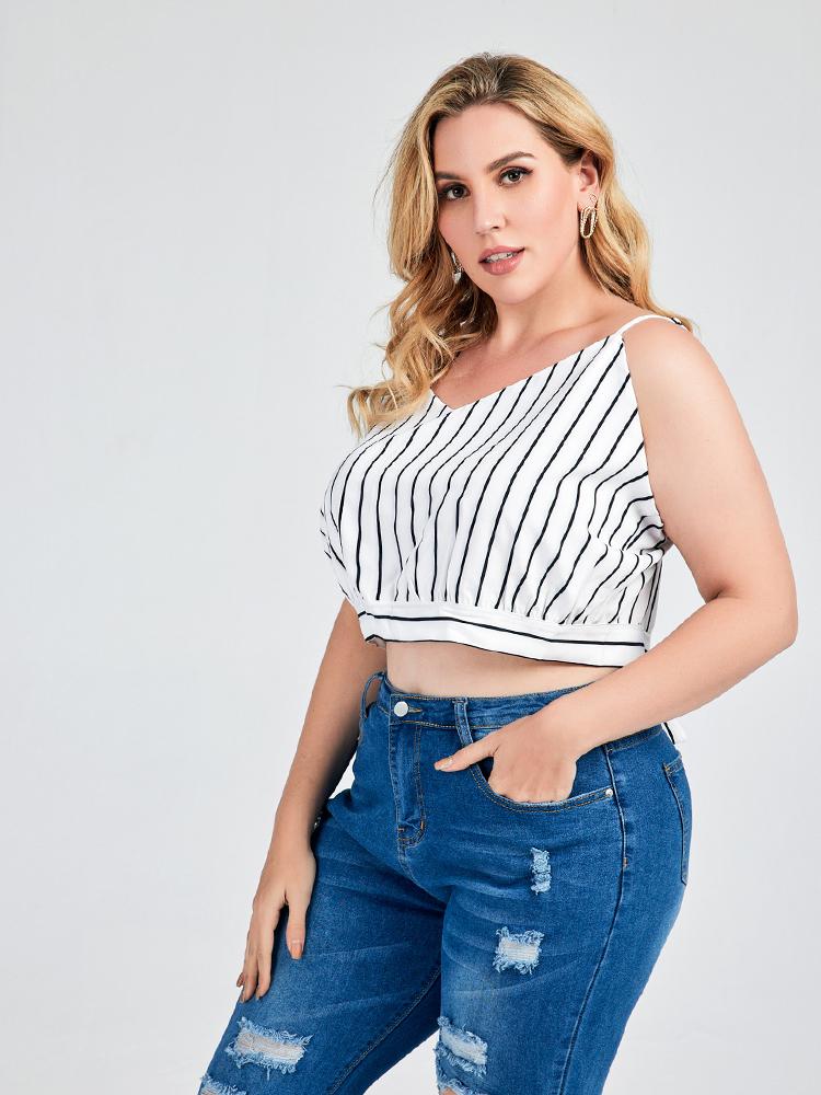 Striped Knotted Backless Camis