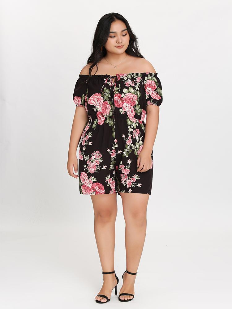 Tie Front Floral Romper