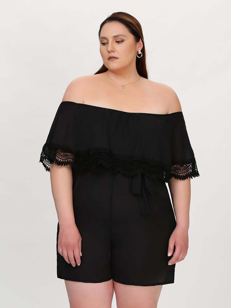 Lace Trim Bardot Romper