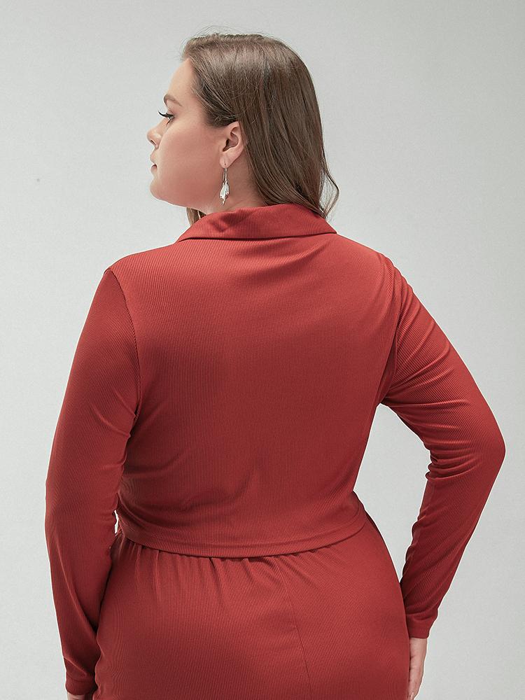 Solid Button Lapel Crop Top