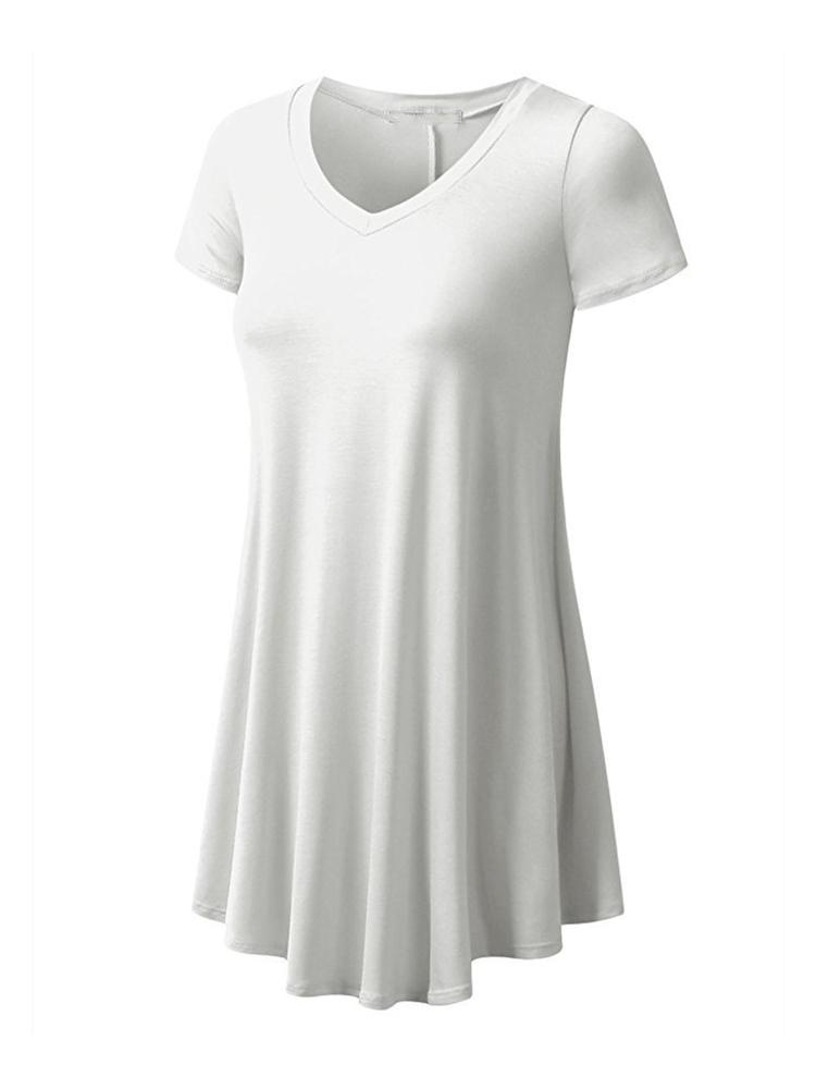 V-neck Solid Color Dress