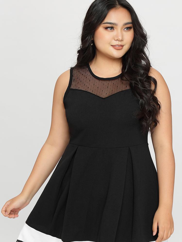 Mesh Hem Pleated Dress