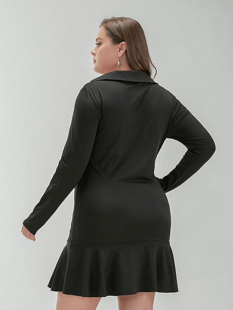 Irregular Neck Long Sleeve Dress