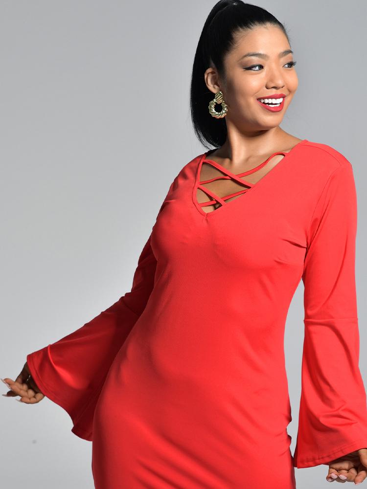 Solid Long Sleeve Dress