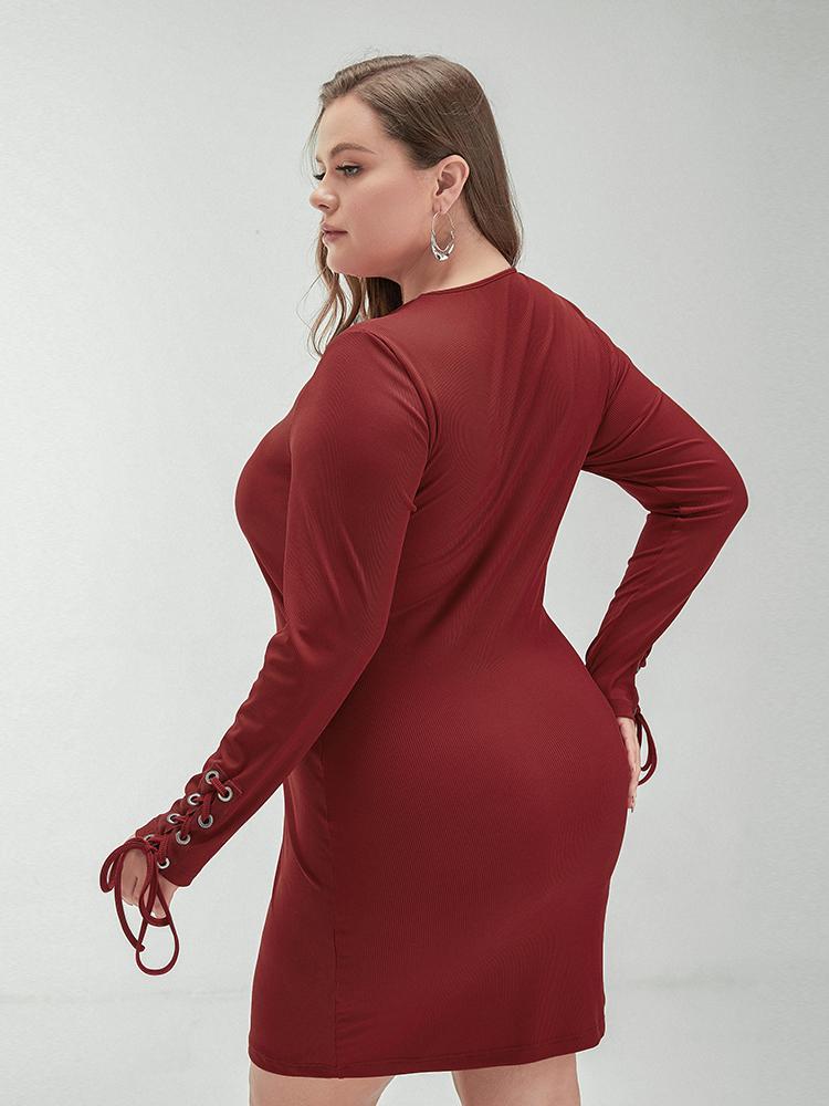 Drawstring Round Neck Sweater Dress