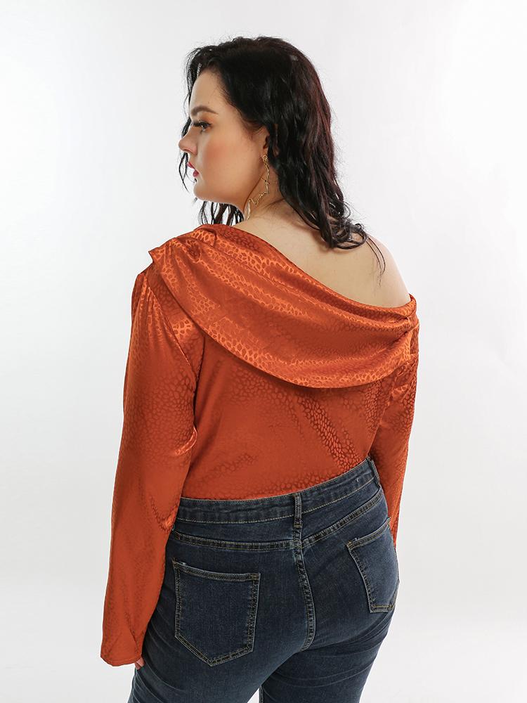 Printed Sexy One Shoulder Long-sleeved Top