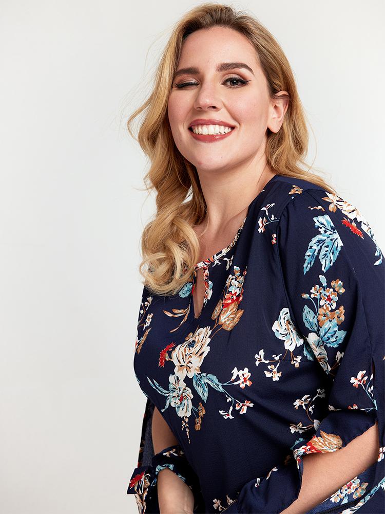 Cut-out Floral Dress