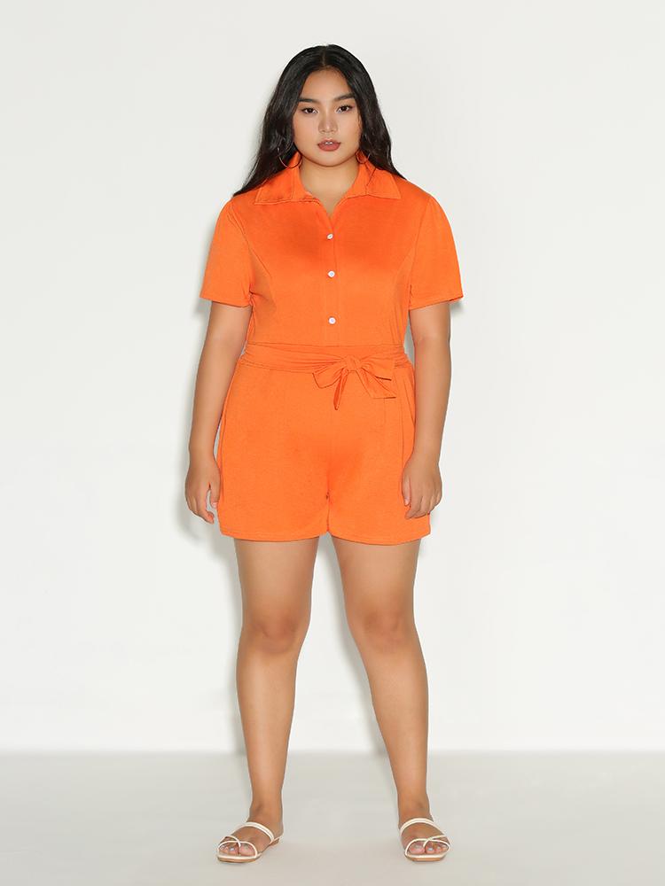 Button Bow Tie Romper