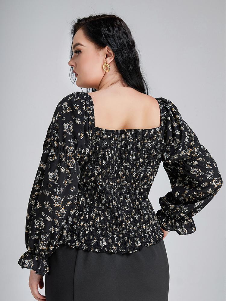 Ditsy Floral Square Neck Blouse
