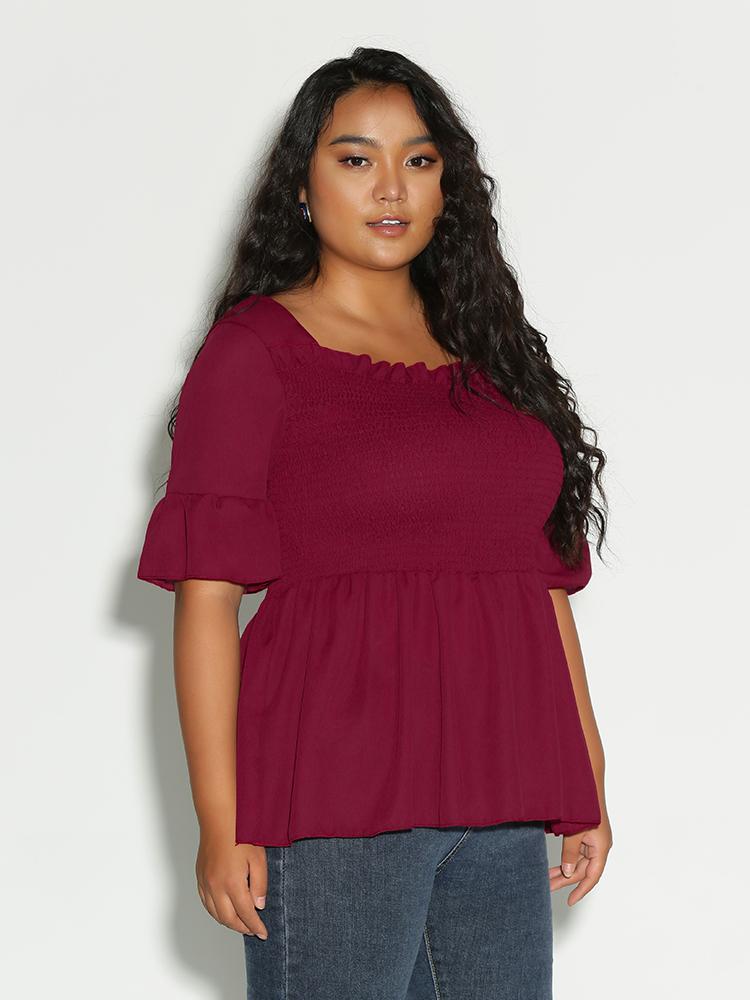 Square Neck Ruffle Hem Dress