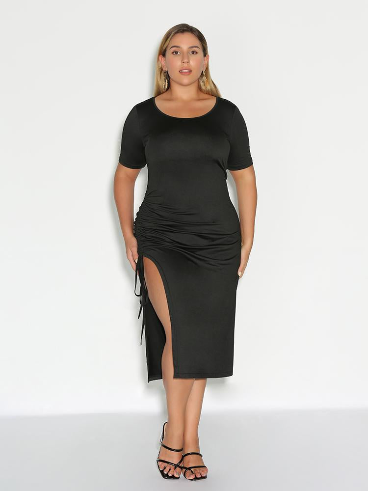 Ruched Split Hem Dress