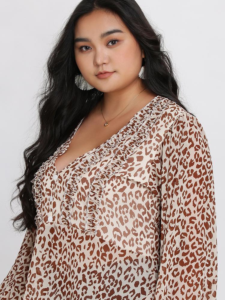 Ivory Leopard Long Sleeve Blouse