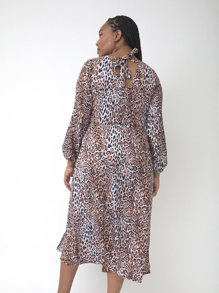 Knotted Back Leopard Print Dress