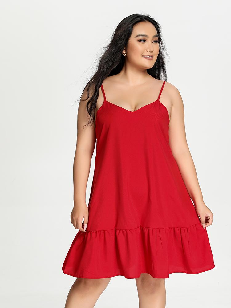 Pleated Hem Supspender Dress