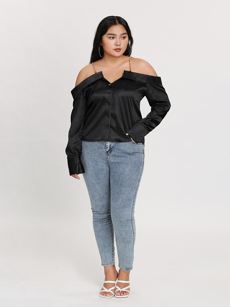 Off Shoulder Lapel Blouse