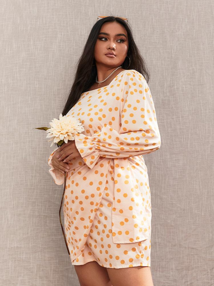 Polka Dot Lace Long Sleeve Dress