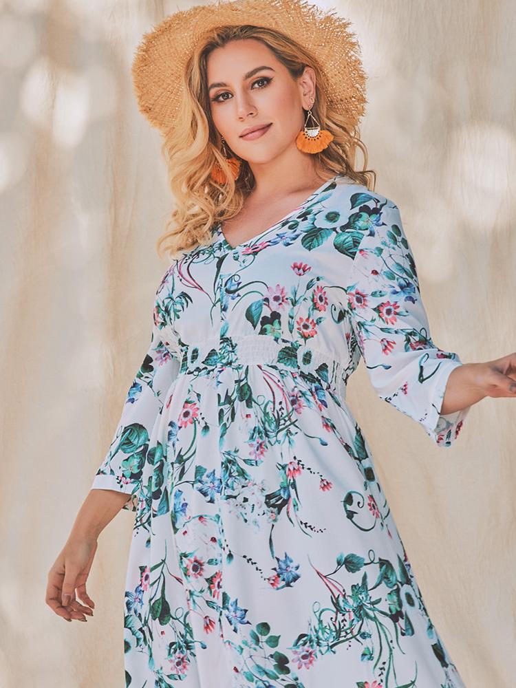 Floral Printed Split Dress