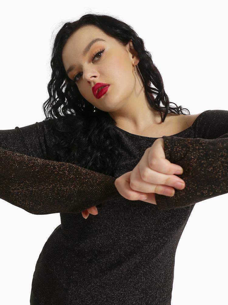 One Shoulder Slim Long Sleeve T-Shirt