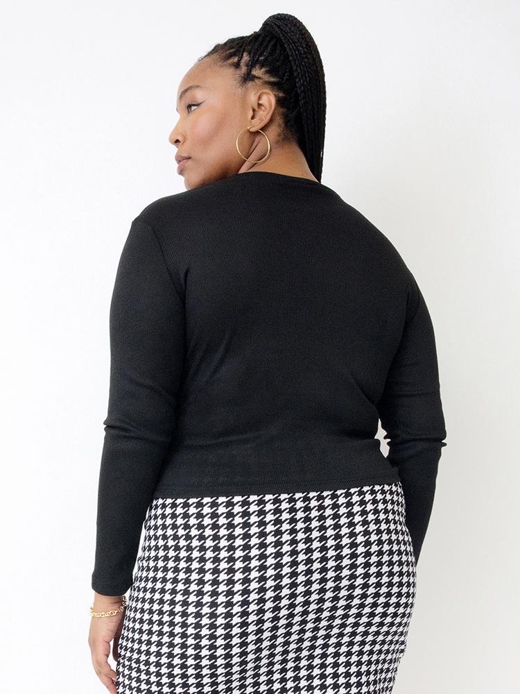 Cut Out Zip Long Sleeve T-shirt