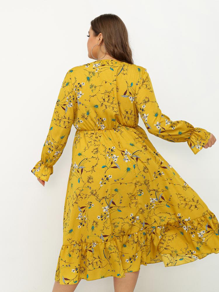 Ruffled Hem Knot Front Dress