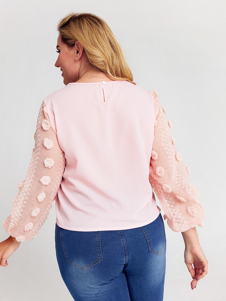 Cut Out Contrast Lace Blouse