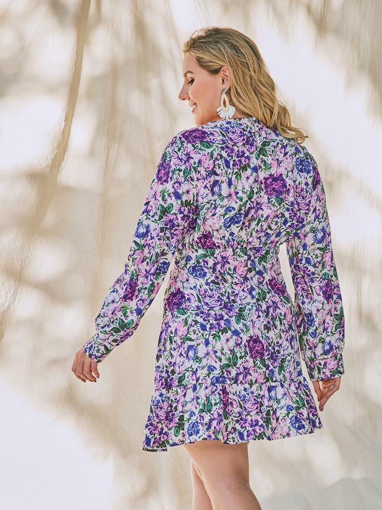 Ditsy Printed Round Neck Dress