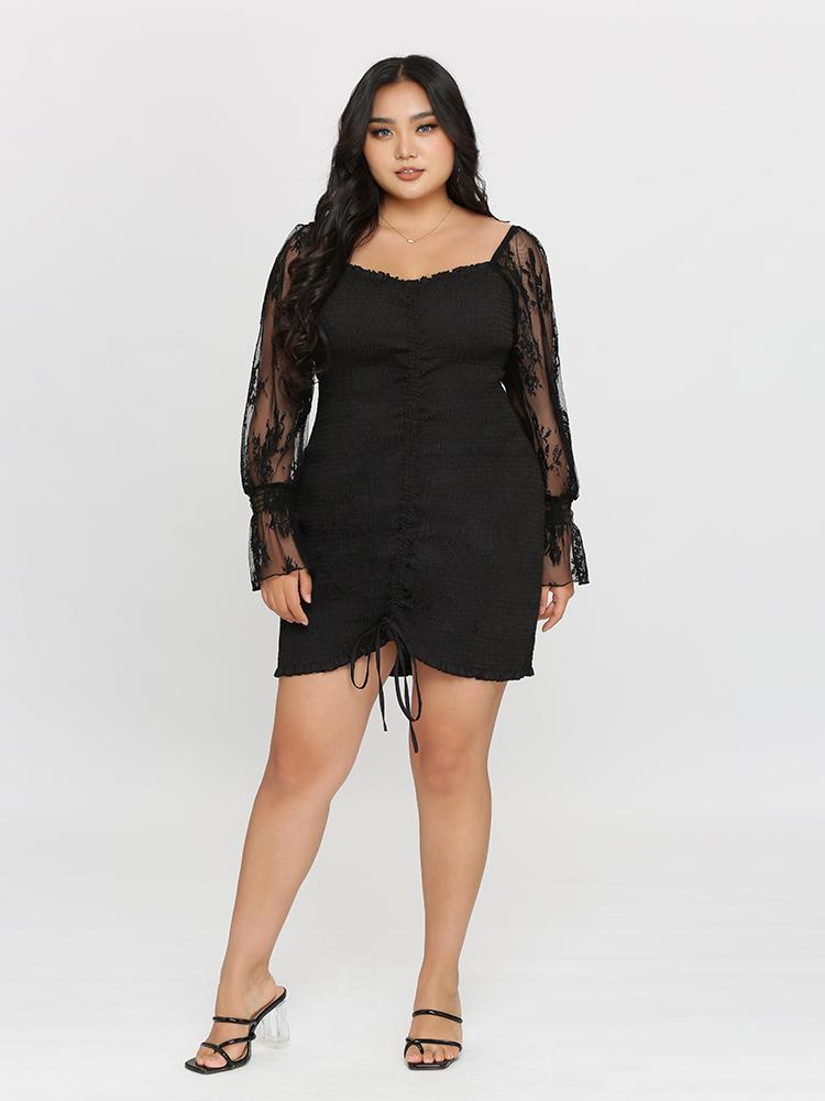 Floral Mesh Sleeve Dress