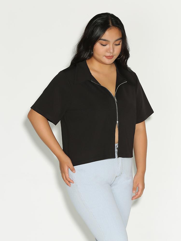 Zipper Collar Neck Top