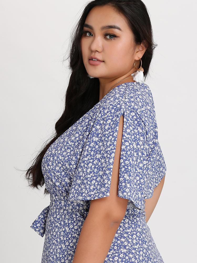 Floral Wrap Midi Dress