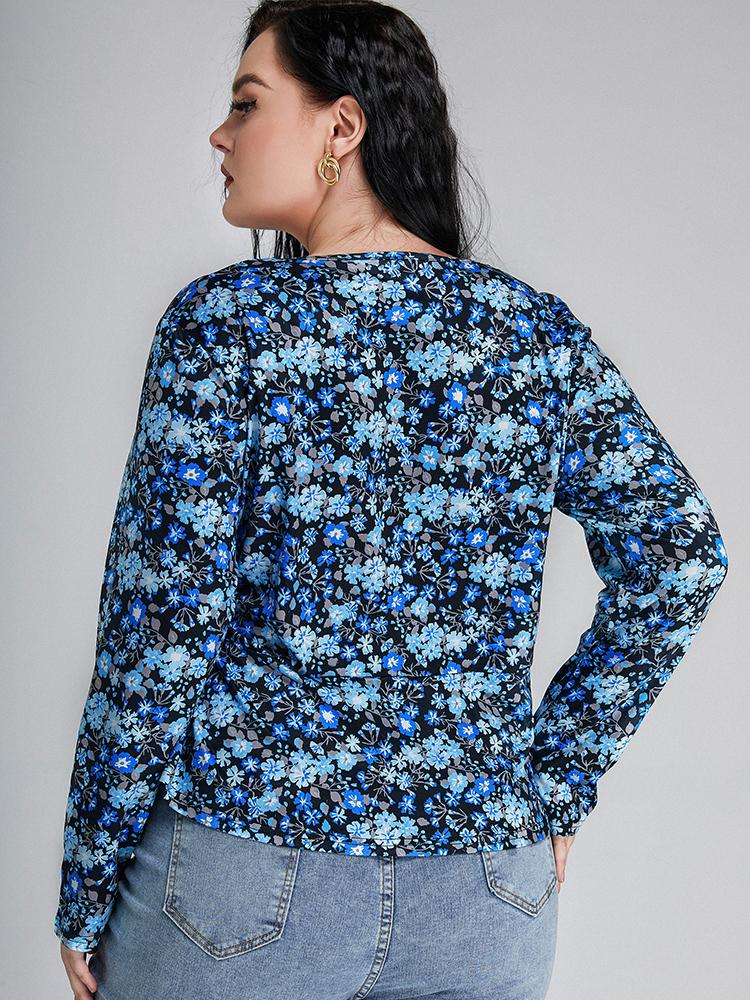 Ditsy Floral Bowknot Crop Blouse