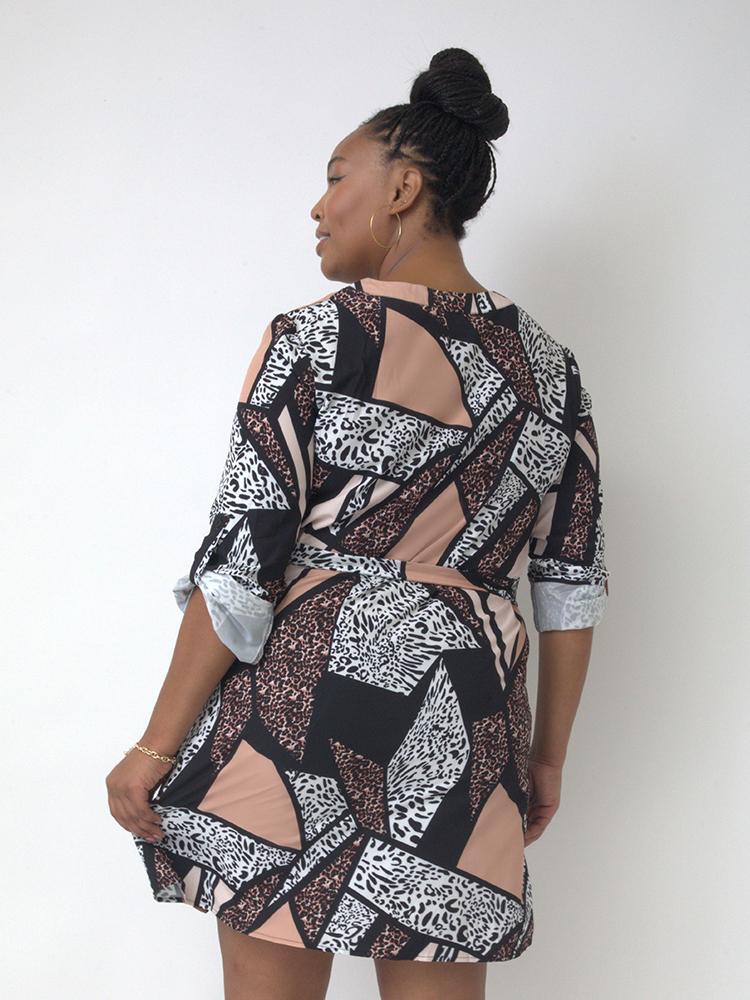 Leopard Print Gometric Dress