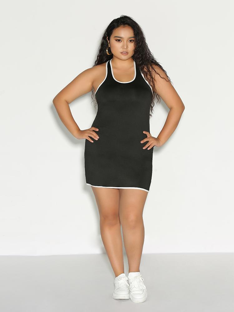 Contrast Trim Backless Dress