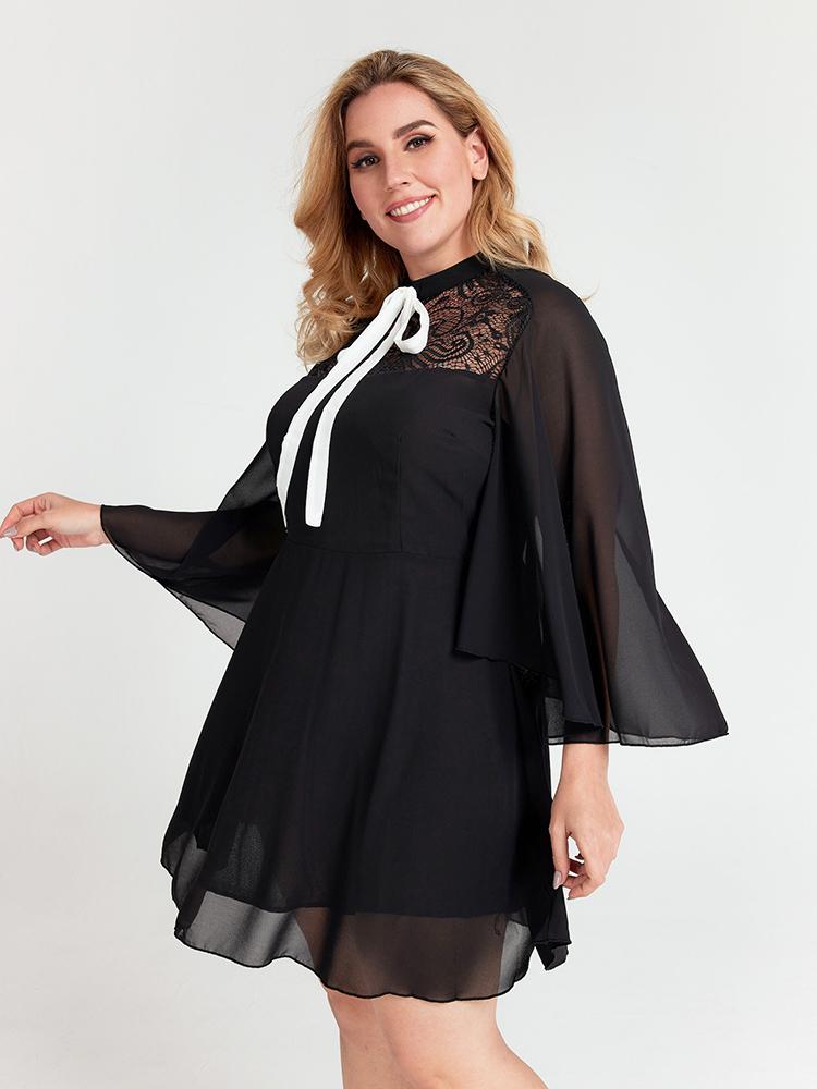 Patchwork Tie Chiffon Dress